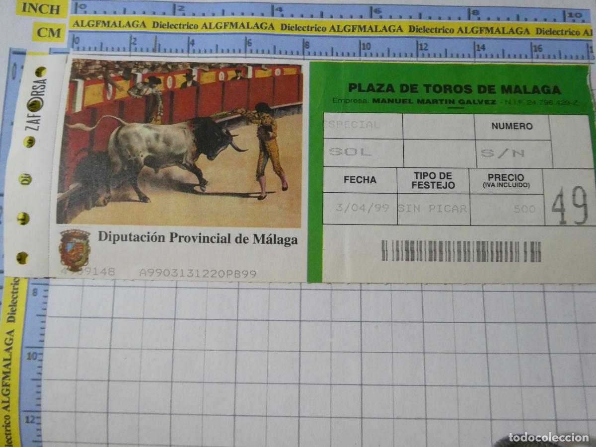 Tauromaquia: ENTRADA TOROS TOREROS CORRIDA PLAZA M&Aacute;LAGA. 3 ABRIL 1999. URENDE. 536