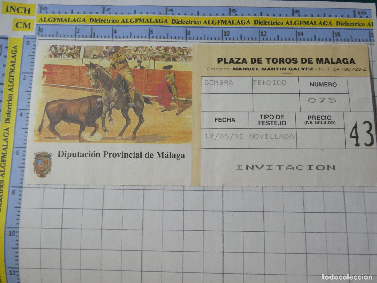 Tauromaquia: ENTRADA TOROS TOREROS CORRIDA PLAZA M&Aacute;LAGA. 17 MAYO 1998. 543