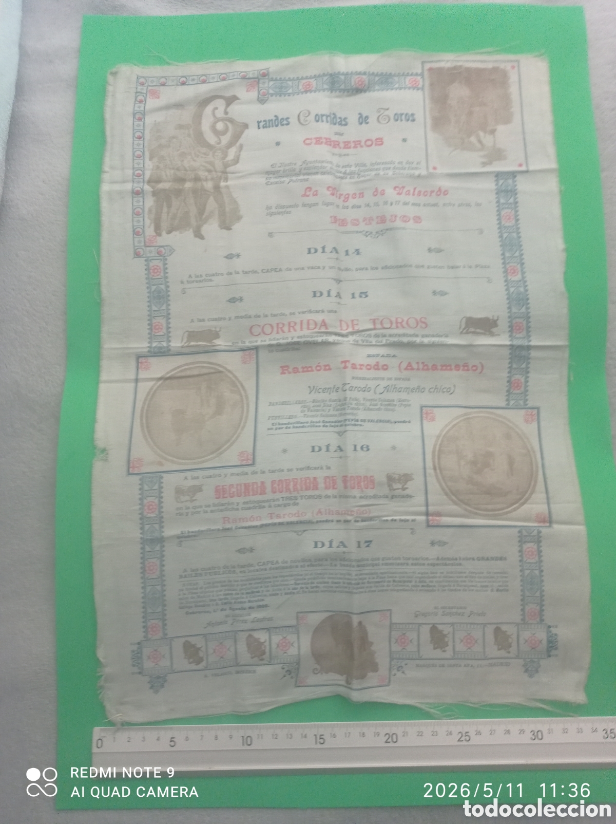 Tauromaquia: Cartel toros a&ntilde;o 1900 Cebreros Avila