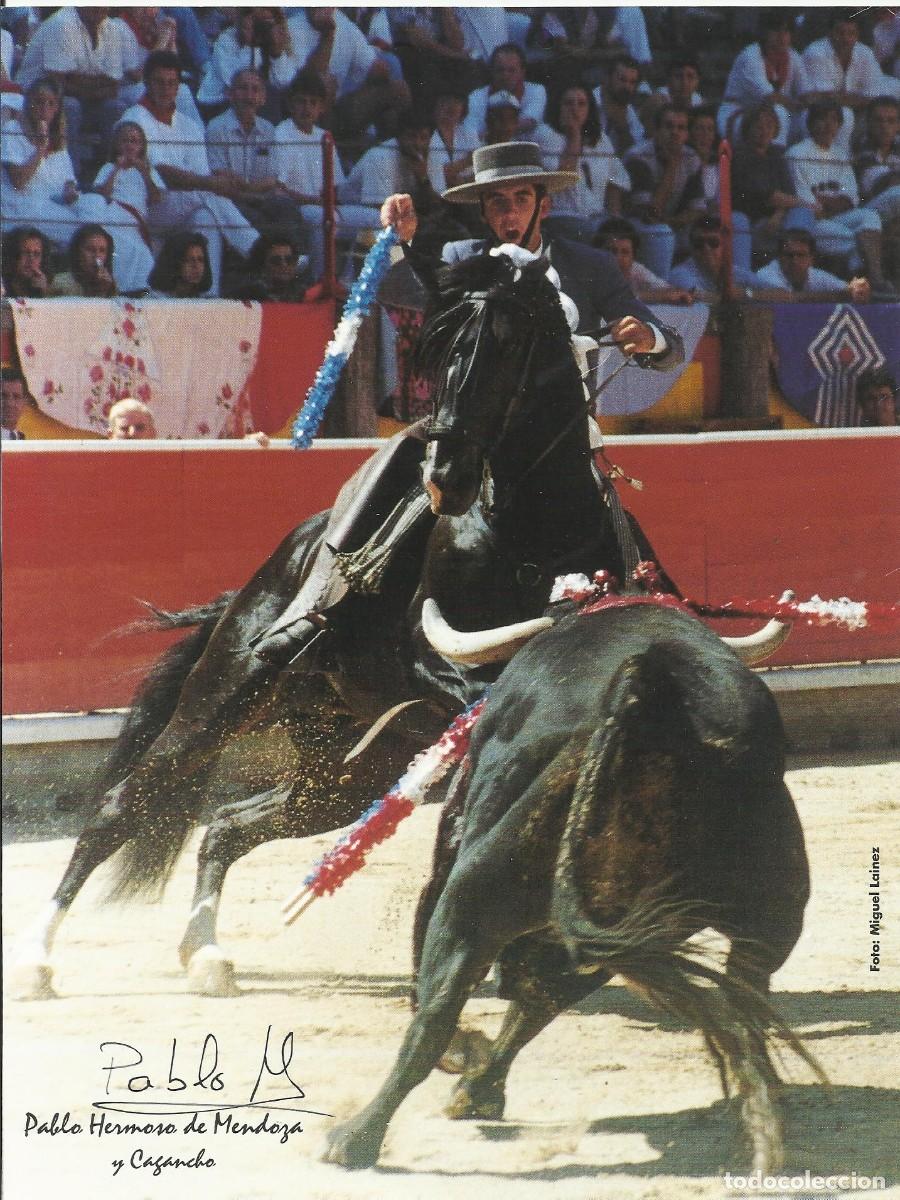 Tauromaquia: Pablo Hermoso de Mendoza. Cagancho. Fotograf&iacute;a firmada. Torero. 1996. 24,5x18,5 cm.