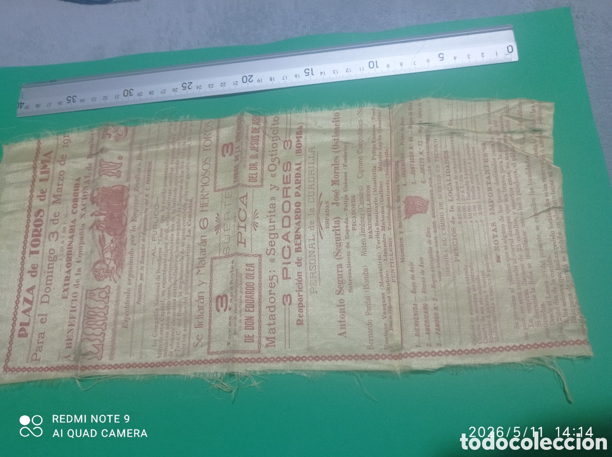 Tauromaquia: Cartel toros lima a&ntilde;o 1911 o1912