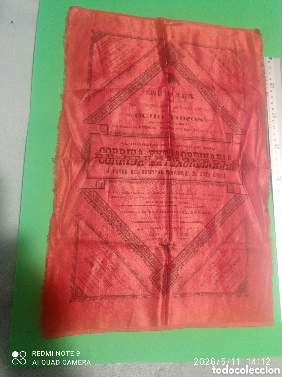 Tauromaquia: Cartel toros beneficencia Madrid 1892