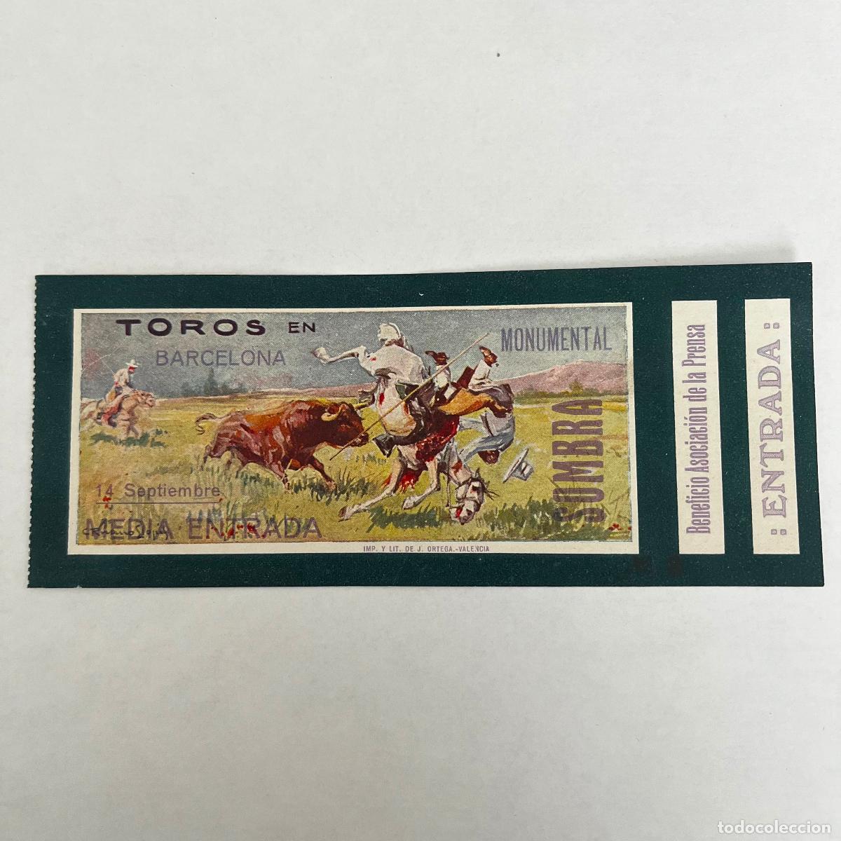 Bullfighting: ENTRADA DE TOROS. BARCELONA. A&Ntilde;OS 30.