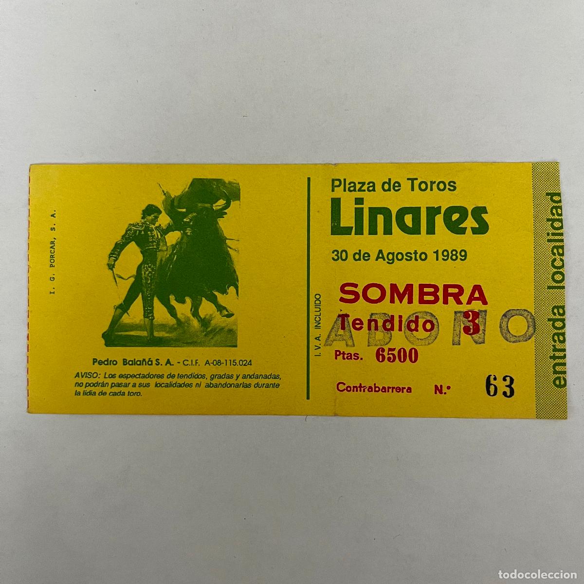 Stierkampf: ENTRADA DE TOROS. LINARES. 1989.