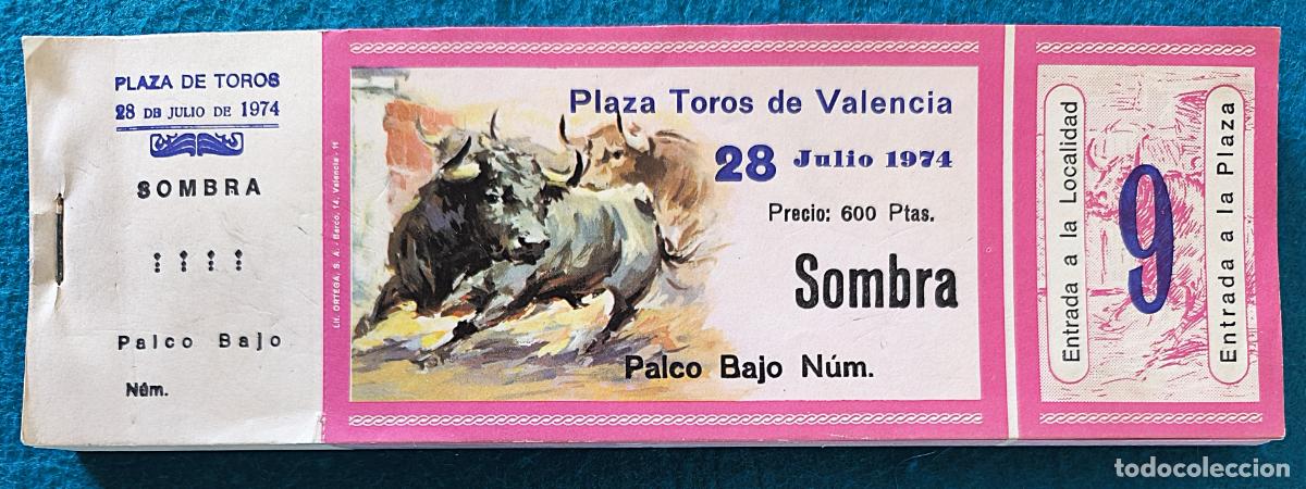 Tauromaquia: RW LOTE 95 ENTRADAS PLAZA TOROS VALENCIA 1974 LT25