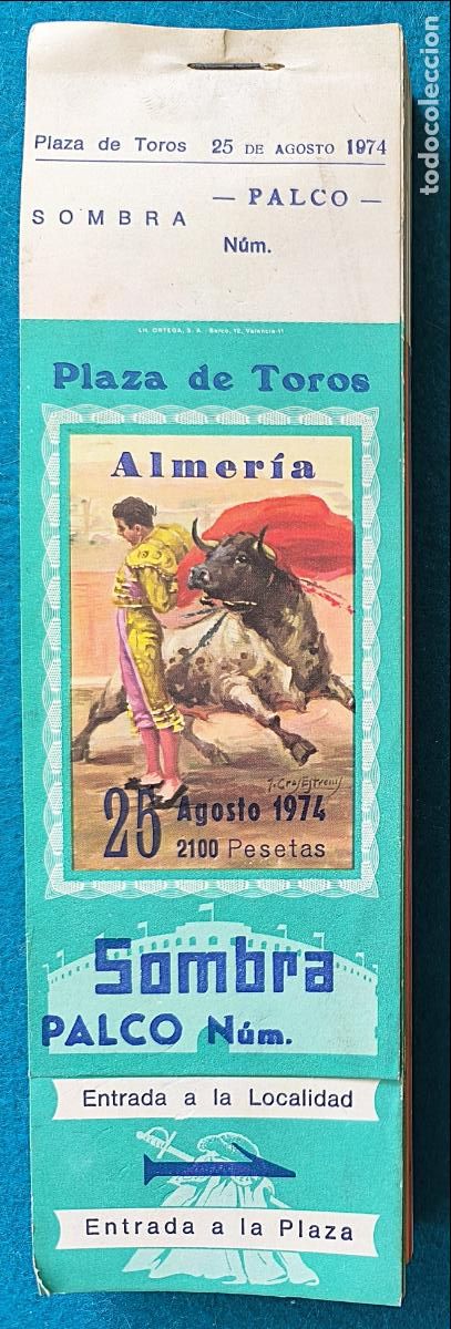 Tauromaquia: RW LOTE 150 ENTRADAS APROX PLAZA TOROS ALMERIA 1974 LT29