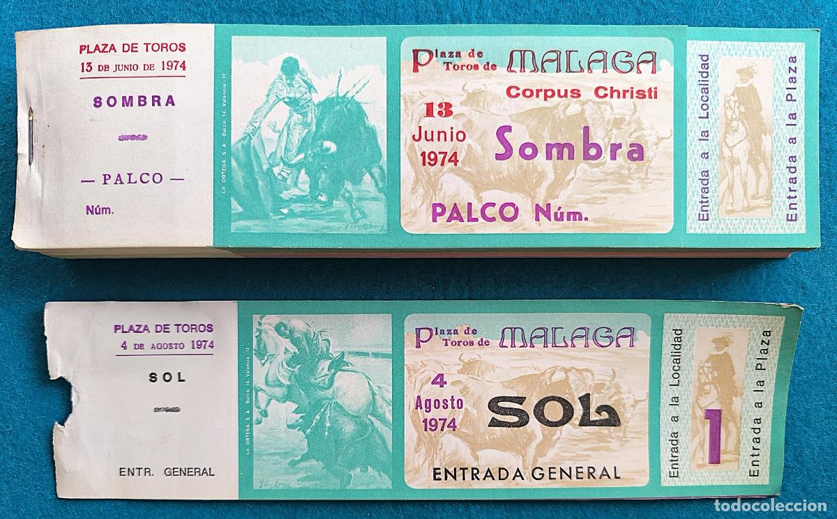 Tauromaquia: RW LOTE 170 ENTRADAS APROX PLAZA TOROS MALAGA 1974 LT30