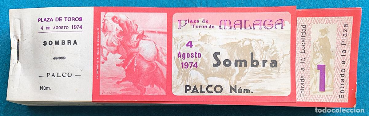 Tauromaquia: RW LOTE 170 ENTRADAS APROX PLAZA TOROS MALAGA 1974 LT31