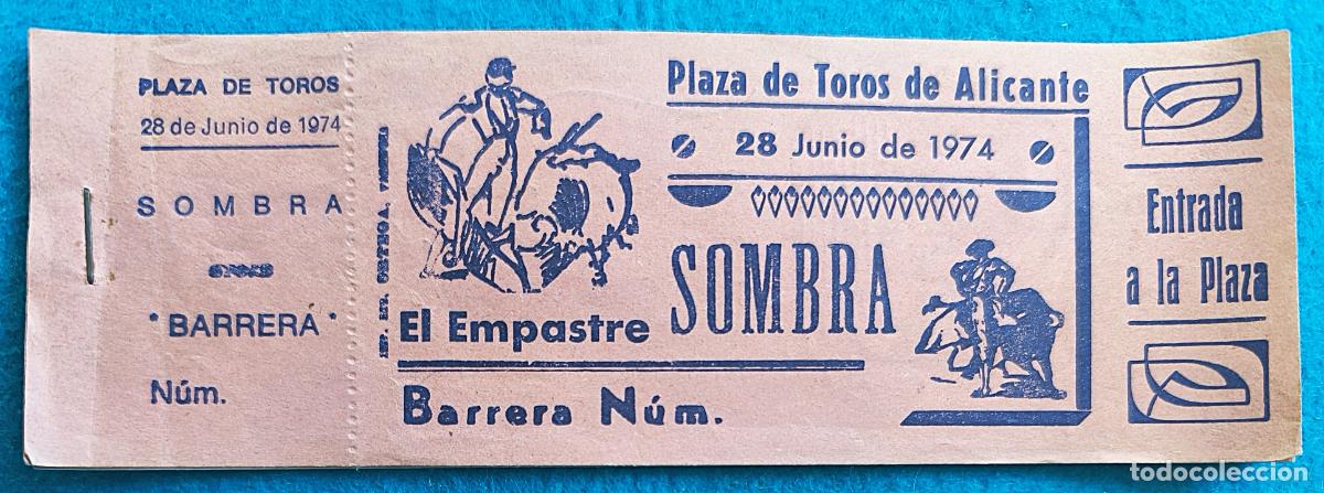 Tauromachia: RW LOTE 6 ENTRADAS PLAZA TOROS ALICANTE 1974 LT32