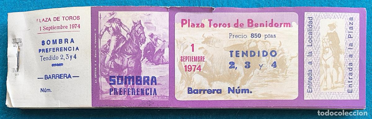 Tauromaquia: RW LOTE 80 ENTRADAS APROX PLAZA TOROS BENIDORM ALICANTE 1974 LT37