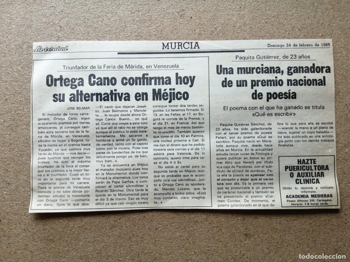 Tauromaquia: ARTICULO TAURINO. ORTEGA CANO, ALTERNATIVA EN MEXICO (1985)