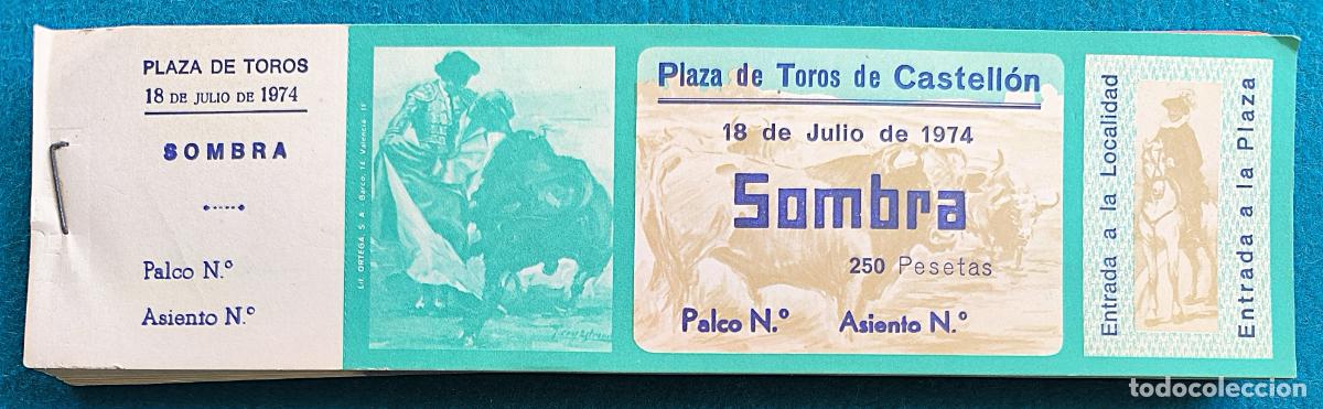 Tauromaquia: RW LOTE 95 ENTRADAS APROX PLAZA TOROS CASTELLON 1974 LT45