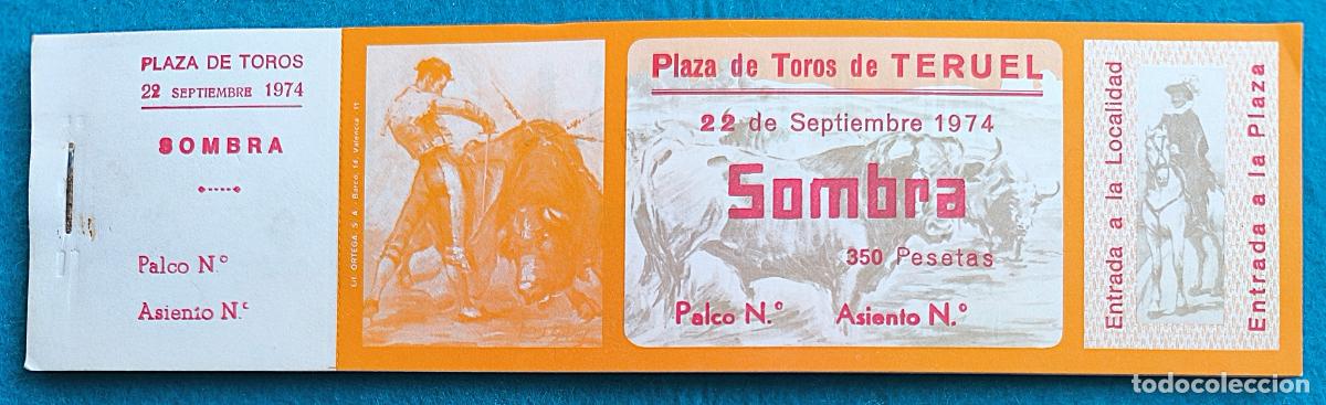 Tauromaquia: RW LOTE 28 ENTRADAS PLAZA TOROS TERUEL ARAGON 1974 LT52