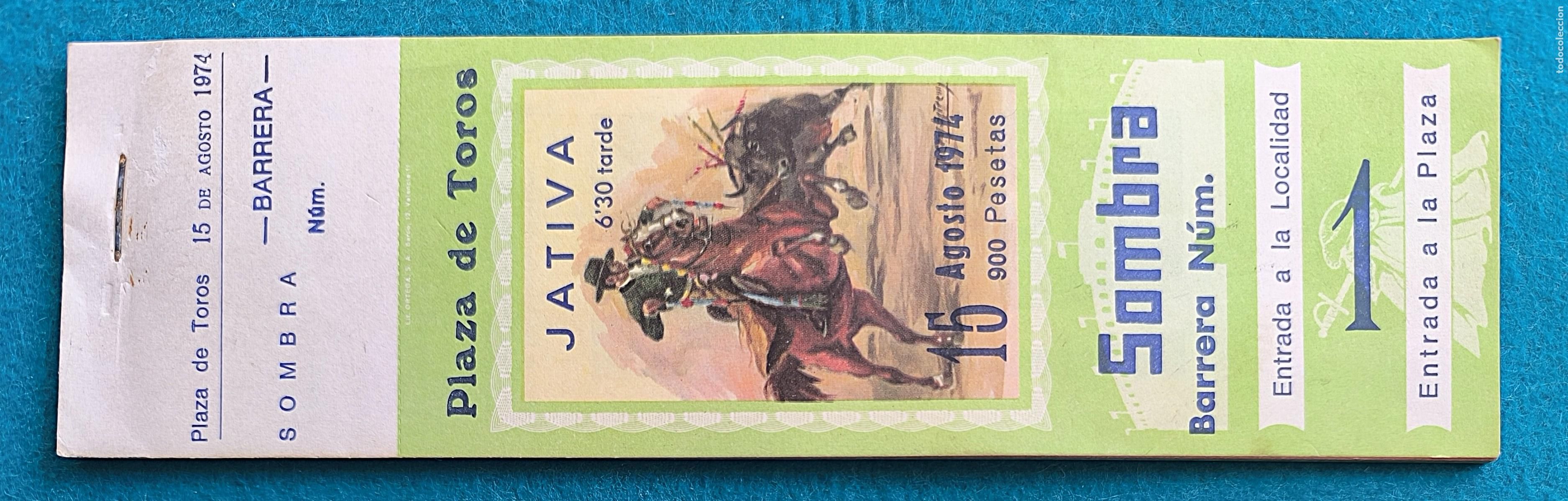 Tauromaquia: RW LOTE 25 ENTRADAS APROX PLAZA TOROS JATIVA VALENCIA 1974 LT69