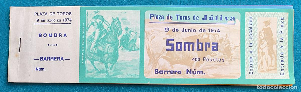 Tauromaquia: RW LOTE 9 ENTRADAS PLAZA TOROS JATIVA VALENCIA 1974 LT70