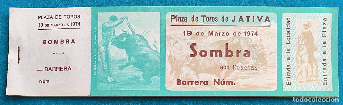 Tauromaquia: RW LOTE 17 ENTRADAS PLAZA TOROS JATIVA VALENCIA 1974 LT71