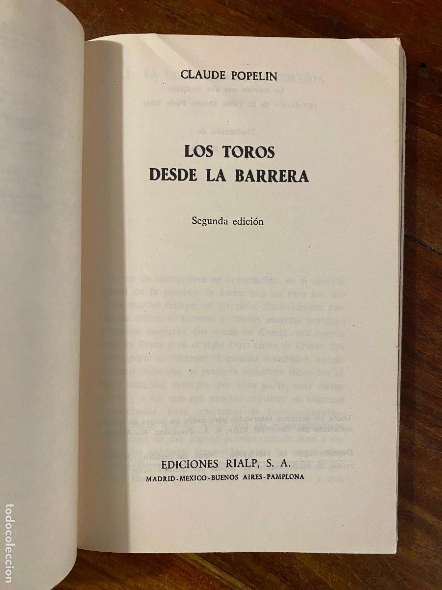 Tauromaquia: LOS TOROS DESDE LA BARRERA - CLAUDE POPELIN 1966 - Foto 3
