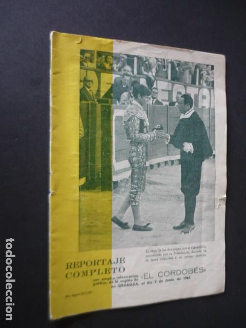 Tauromaquia: FOLLETO TORERO EL CORDOBES COGIDA EN GRANADA 1961