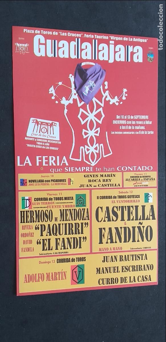 Tauromaquia: TAUROMAQUIA-V55-II-PROGRAMA TAURINO-GUADALAJARA-2015-IVAN FANDI&Ntilde;O-CASTELLA-HERMOSO-PAQUIRRI-EL FANDI