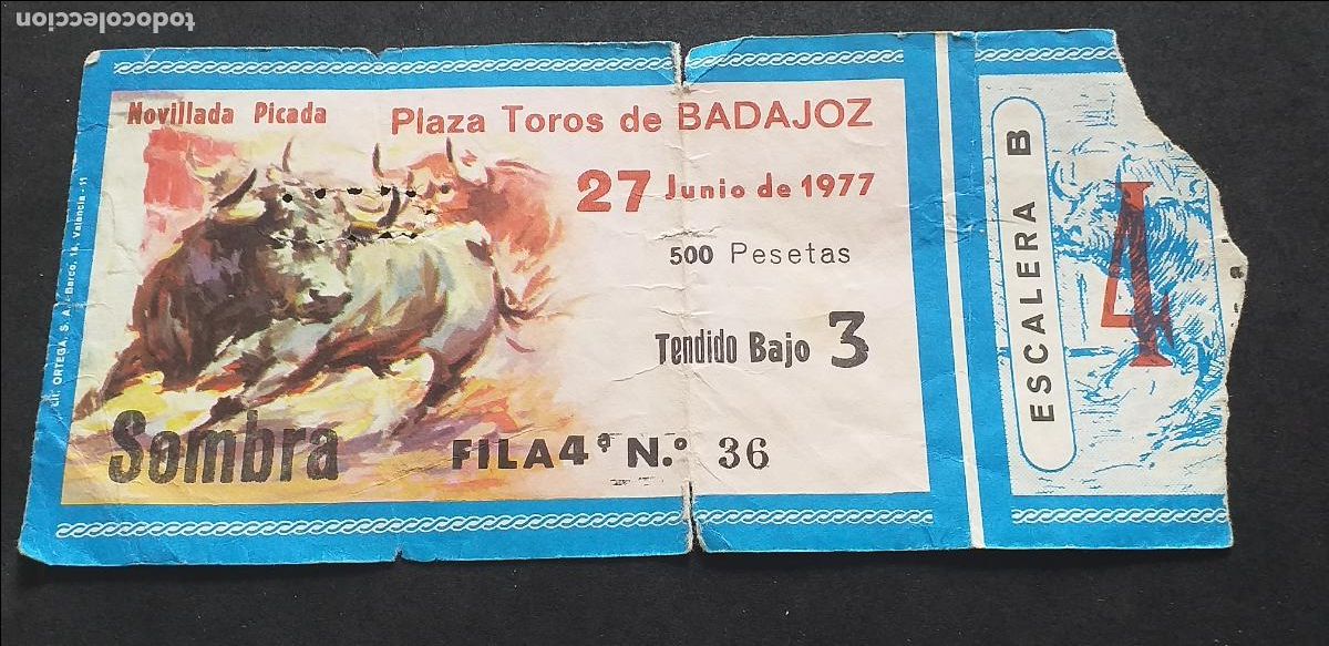 Tauromaquia: TAUROMAQUIA-V55-II-ENTRADA PLAZA DE TOROS-BADAJOZ-1977