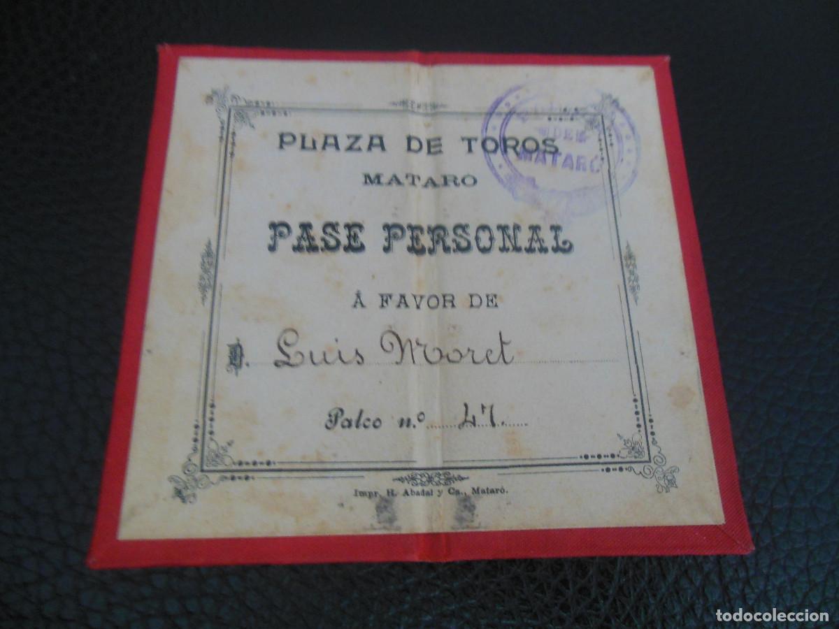 Tauromaquia: C. 1900 CARNET DE SOCIO PLAZA DE TOROS DE MATAR&Oacute; PASE PARA PALCO LUIS MORET