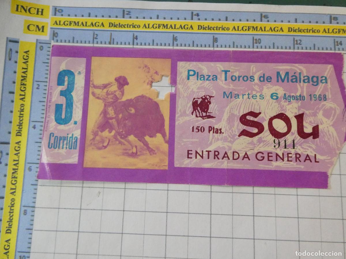 Tauromaquia: ENTRADA TOROS TOREROS CORRIDA PLAZA M&Aacute;LAGA. 6 AGOSTO 1968 PUBLICIDAD CERVEZA VICTORIA. 563