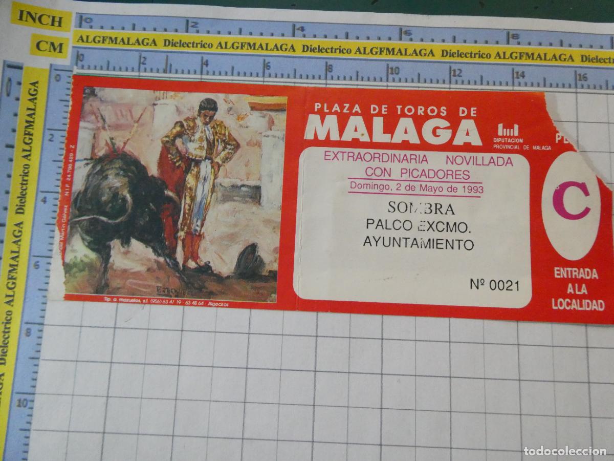 Tauromaquia: ENTRADA TOROS TOREROS CORRIDA PLAZA M&Aacute;LAGA. 2 MAYO 1993. 564