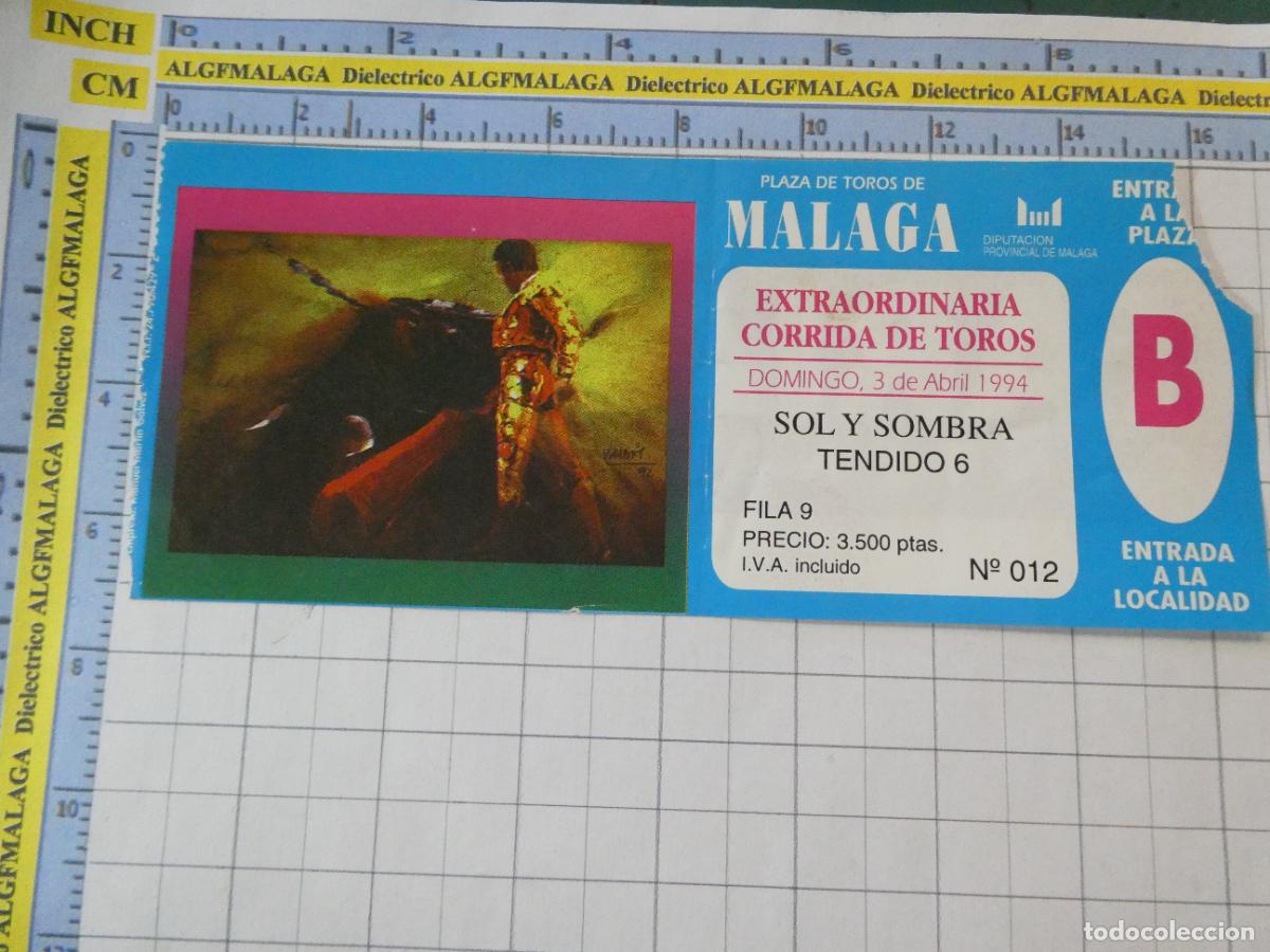 Tauromaquia: ENTRADA TOROS TOREROS CORRIDA PLAZA M&Aacute;LAGA. 3 ABRIL 1994. 566