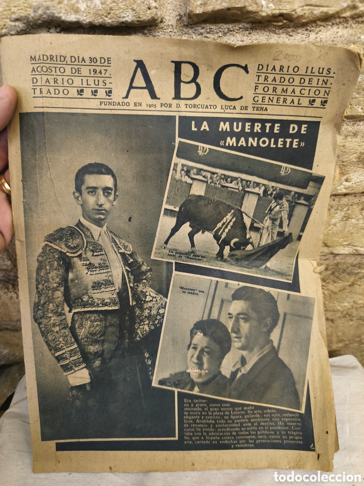 Tauromaquia: 1947 ABC La muerte de Manolete