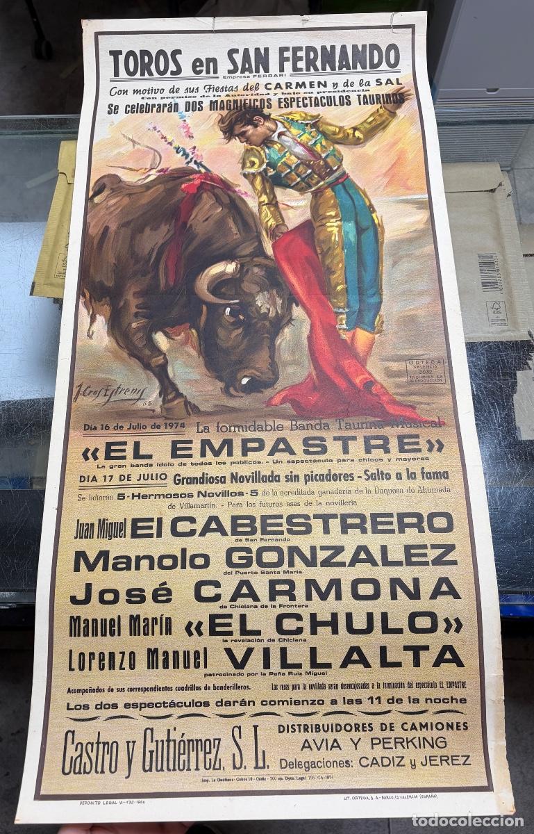 Tauromaquia: CARTEL. TOROS EN SAN FERNANDO. 1974. GANADER&Iacute;A DUQUESA DE AHUMADA. EL CABESTRERO. MANOLO GONZALEZ