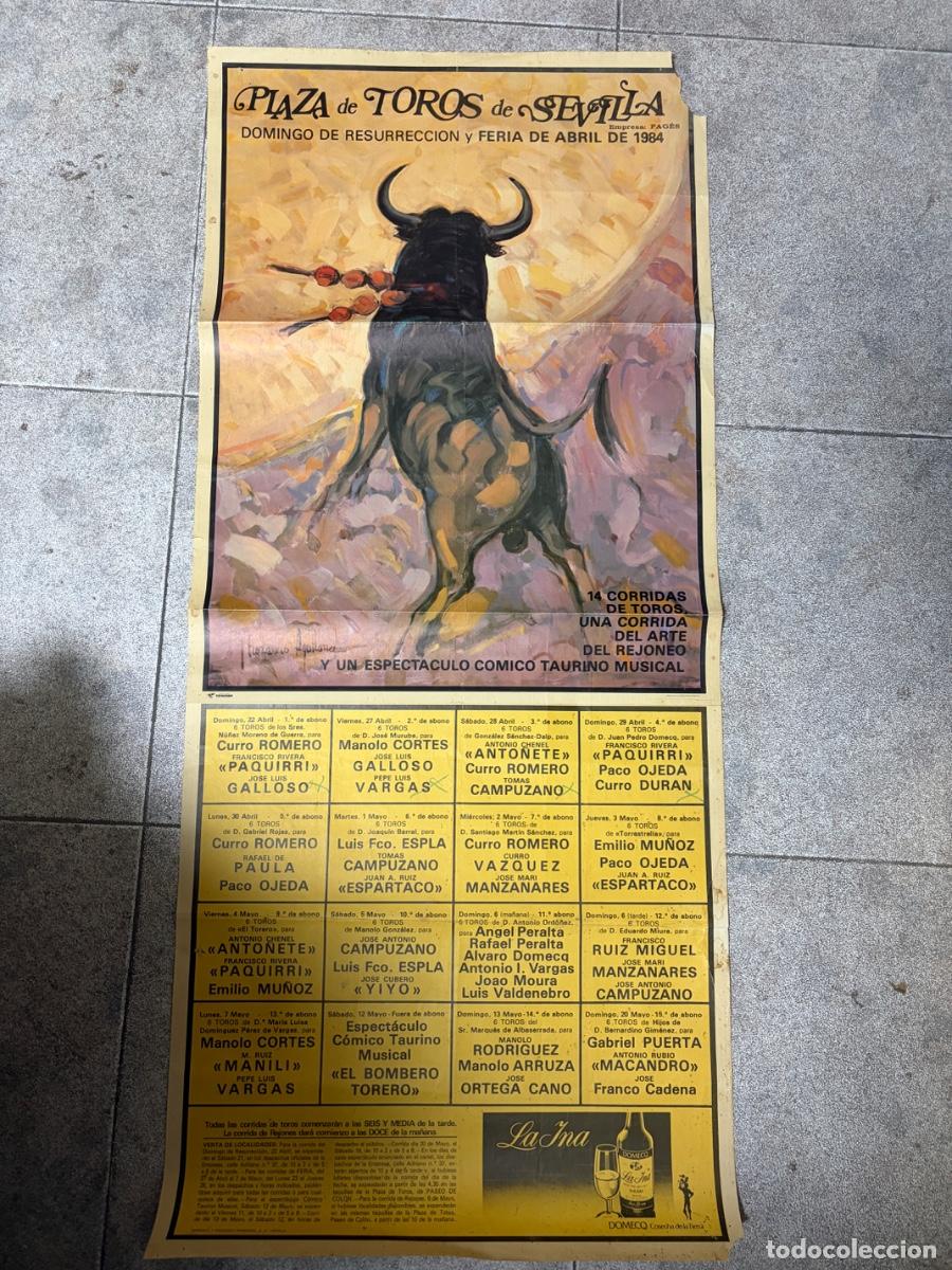 Tauromaquia: CARTEL. PLAZA TOROS SEVILLA. 1984. GANADER&Iacute;A JOS&Eacute; MURUBE. CURRO ROMERO PAQUIRRI JOS&Eacute; LUIS GALLOSO