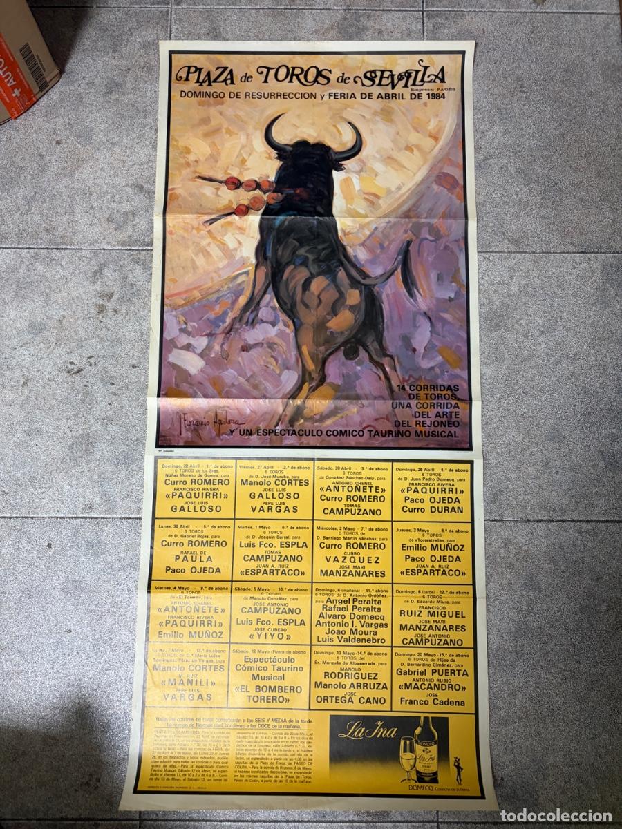 Tauromaquia: CARTEL. PLAZA TOROS SEVILLA. 1984. GANADER&Iacute;A JOS&Eacute; MURUBE. CURRO ROMERO PAQUIRRI JOS&Eacute; LUIS GALLOSO
