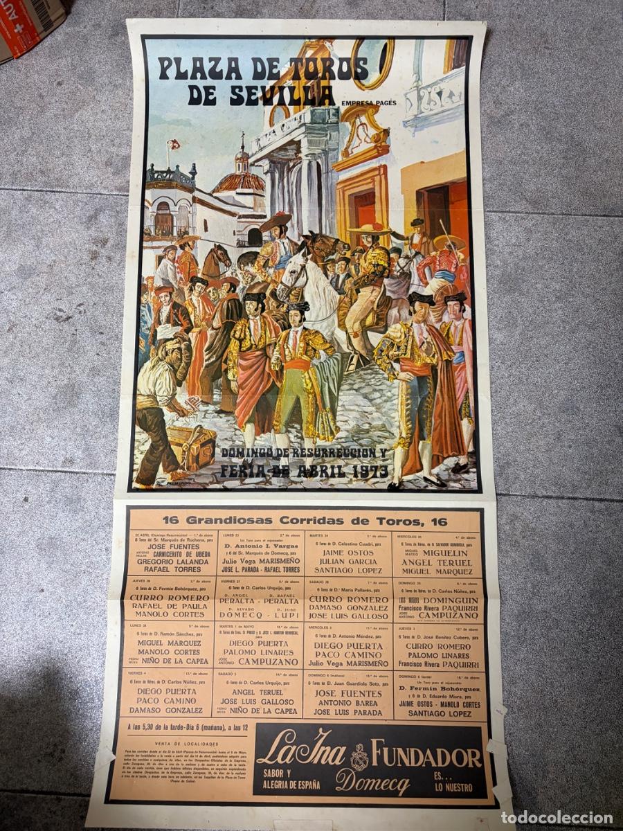 Tauromaquia: CARTEL. PLAZA TOROS SEVILLA. 1973. GANADER&Iacute;A MARQU&Eacute;S DE RUCHENA. MARISME&Ntilde;O. JAIME OSTOS.CURRO ROMERO