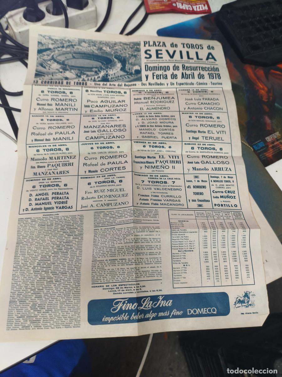 Stierkampf: CARTEL DE TOROS. PLAZA DE TOROS SEVILLA. 1978. CORRIDAS DEL DOMINGO DE RESURRECCION Y FERIA DE ABRIL