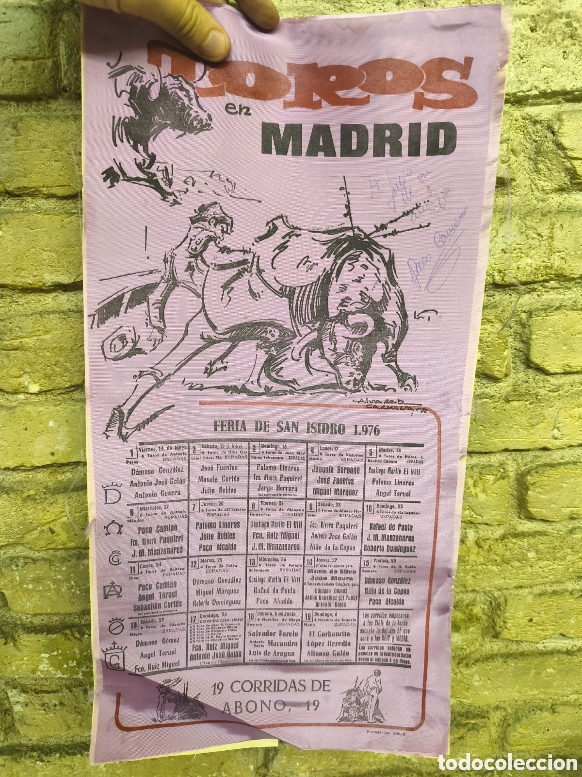 Bullfighting: Feria San Isidro 1976 cartel de tela, toros Madrid