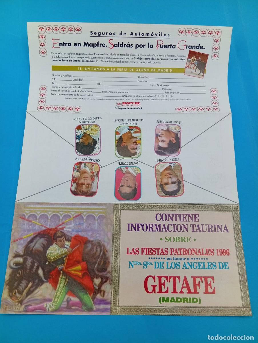 Tauromachie: PROGRAMA DE TOROS. GETAFE, MADRID. 1996. GANADERIA CARVALLO. OSACAR HIGARES. CONDE. LITRI. JESULIN.