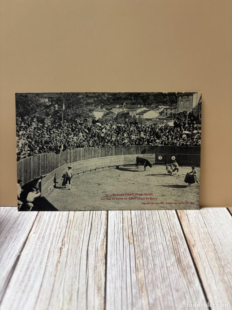 Tauromaquia: TARJETA POSTAL. ENVIRONS D'AMELIE LES BAINS. 94. CORRIDA DE TOROS EN CERET. PASA DE MANTA.