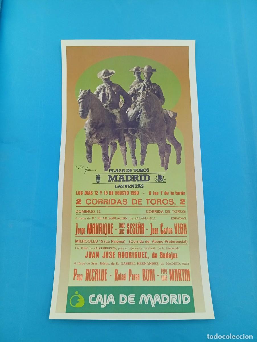 Tauromaquia: CARTEL TOROS. MADRID. 1990. GANADERIA PILAR POBLACION. J.C. VERA. SESE&Ntilde;A. MANRIQUE. MARTIN. BONI.