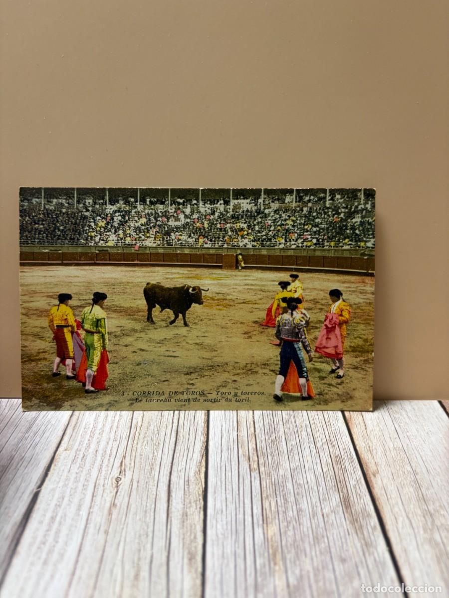Tauromaquia: TARJETA POSTAL. CORRIDA DE TOROS. 3.- TORO Y TOREROS. G. LEMAITRE & CIE. EDITEURS