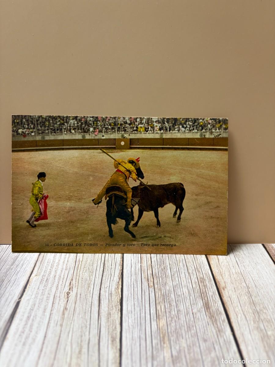 Tauromaquia: TARJETA POSTAL. CORRIDA DE TOROS. 10.- PICADOR Y TORO. TORO QUE RECARGA. G. LEMAITRE & CIE. EDITEURS