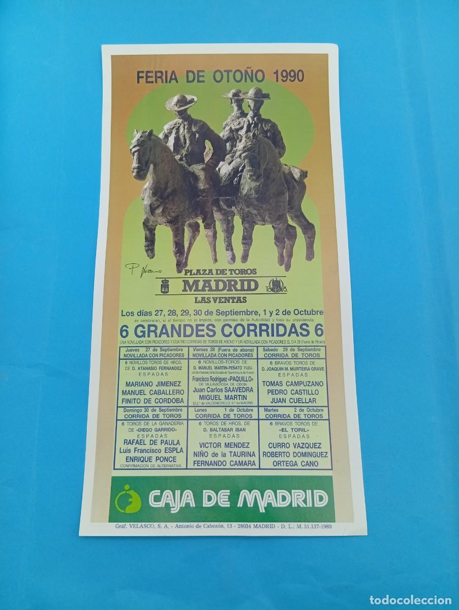 Bullfighting: CARTEL TOROS. MADRID. 1990. GANADERIA ATANASIO FDEZ. MARIANO JIMENEZ. FINITO DE CORDOBA. ESPLA.PAULA