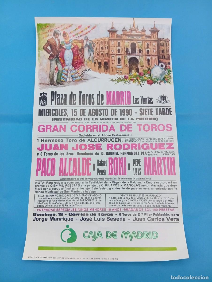 Tauromachie: CARTEL TOROS. MADRID. 1990. GANADERIA ALCURRUCEN. JUAN JOSE RODRIGUEZ. PACO ALCALDE. BONI. MARTIN.