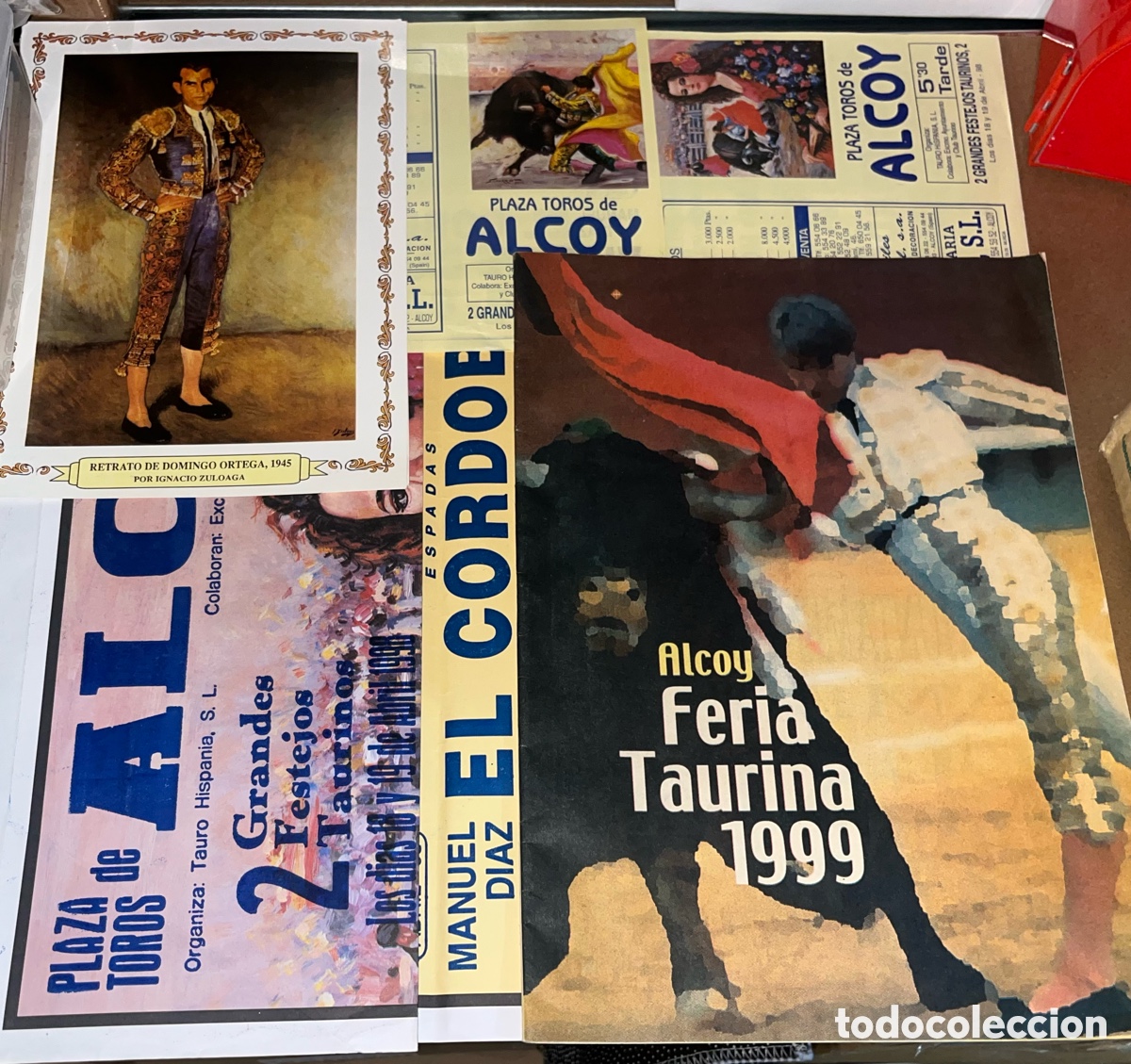 Tauromaquia: LOTE ARTICULOS + POSTER TOROS ALCOY FERIA TAURINA ALICANTE TAUROMAQUIA CARTEL EL CORDOBES CALIFA