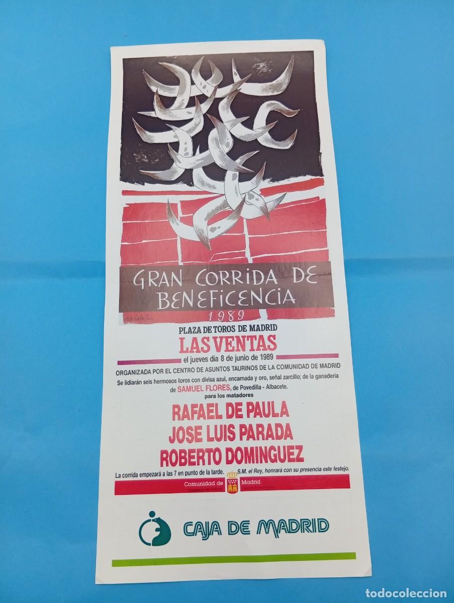 Tauromachie: CARTEL TOROS. MADRID. 1989. GANADERIA SAMUEL FLORES. RAFAEL DE PAULA. JOSE LUIS PARADA. DOMINGUEZ.
