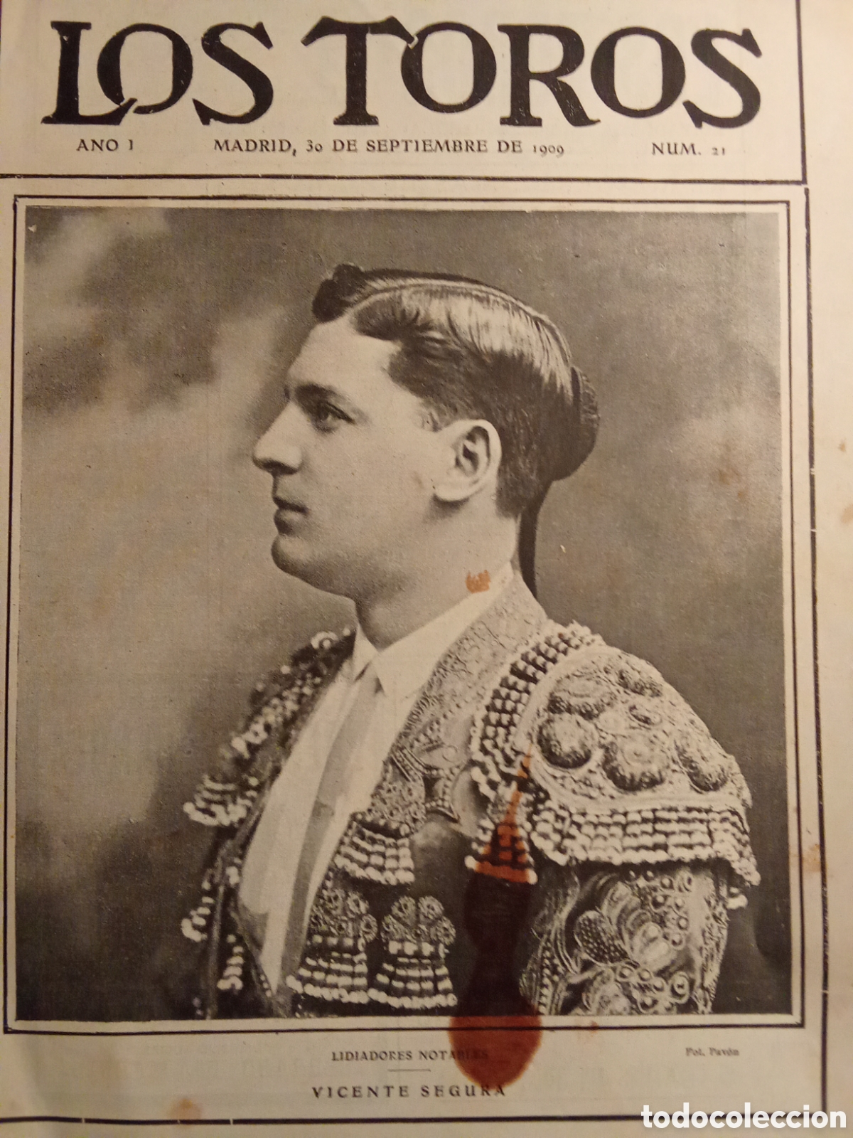 Tauromaquia: Revista taurina LOS TOROS Septiembre 1909 &rdquo;VICENTE SEGURA &rdquo; JMJ