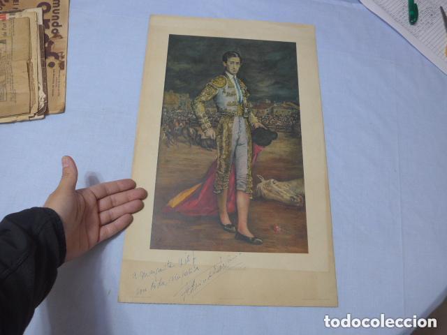 Tauromaquia: Antiguo cartel de torero manolete dedicado por autor Federico Echevarria, corrida toros, tauromaquia