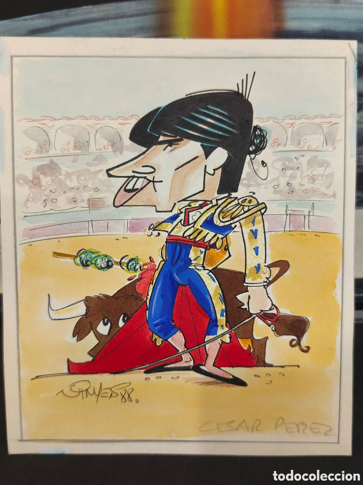 Stierkampf: Dibujo original toreo, Vinyes,C&eacute;sar P&eacute;rez 21cm x 18cm