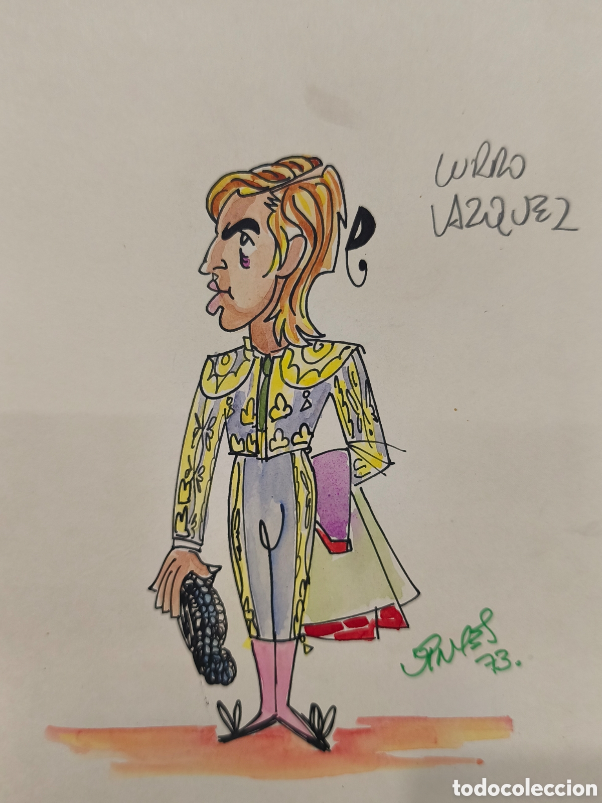 Stierkampf: Dibujo original toreo, Vinyes, Curro V&aacute;zquez 32cm x 26cm