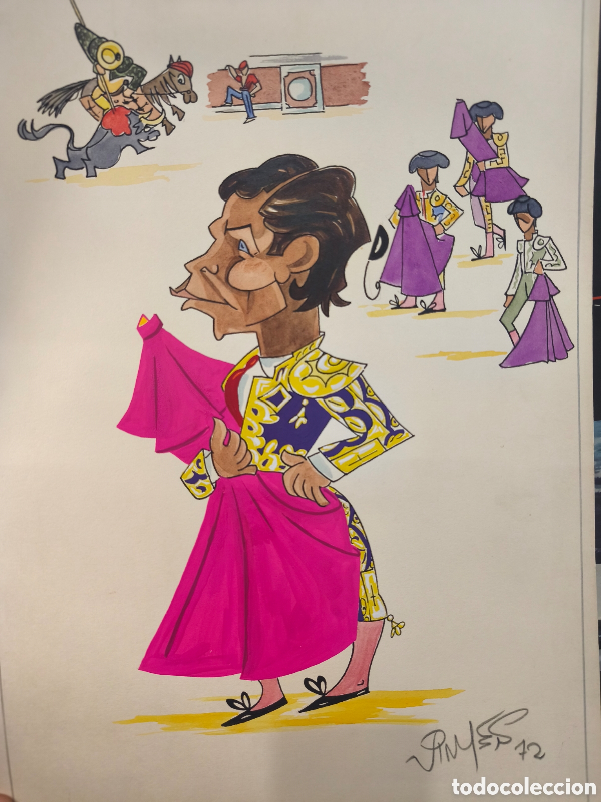 Tauromaquia: Dibujo original toreo, Vinyes, Rafael Torres 51cm x 35cm