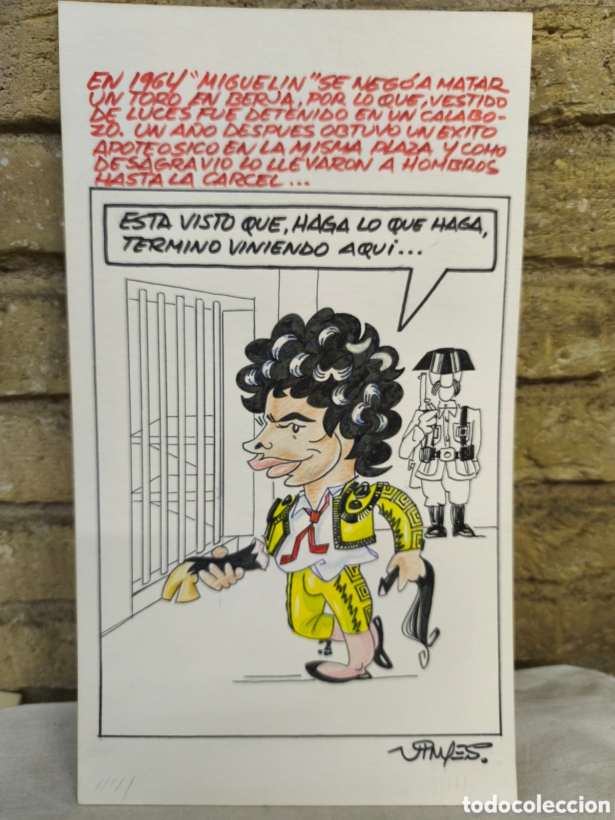 Stierkampf: Dibujo original toreo humor, Vinyes, 35cm x 20cm